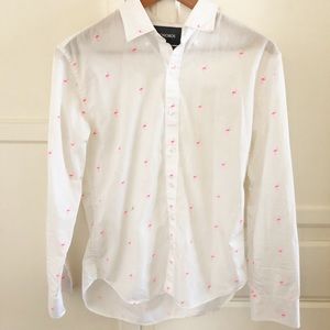 Bonobos White Button Down Flamingo Shirt - Slim Sm